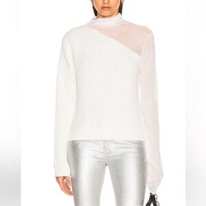 RtA Franny Knit Sweater In‎ White Sheer Sleeve Size XS